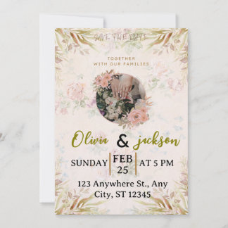 Convite Elegant Floral Save The Date Wedding Invitation