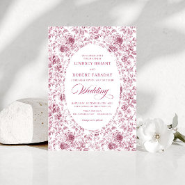 Convite Elegant Floral Toile de Jouy Wedding Invitation