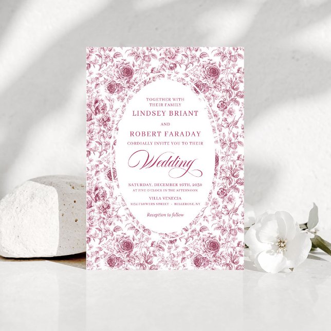 Convite Elegant Floral Toile de Jouy Wedding Invitation (Elegant Floral Toile de Jouy Wedding Invitation)