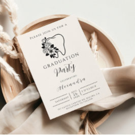 Convite Elegant Floral Tooth Dental Graduation