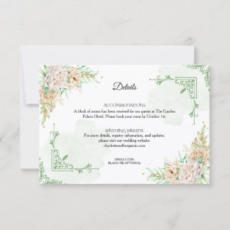 Convite Elegant Floral Vintage Wedding Details Card