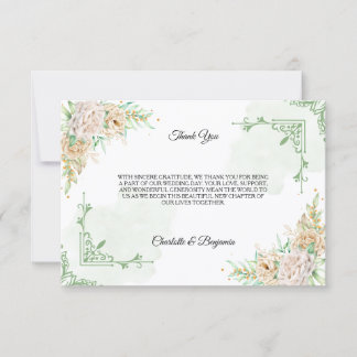 Convite Elegant Floral Vintage Wedding Thank You Card