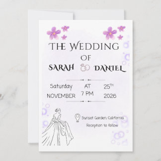 Convite Elegant Floral Wedding Invitaion