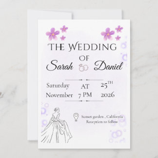 Convite Elegant Floral Wedding Invitaion Invitation