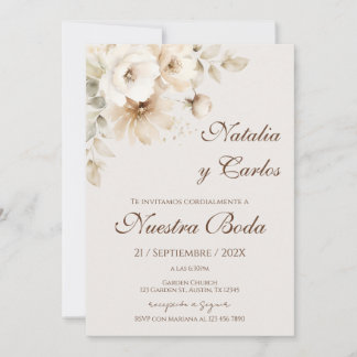 Convite Elegant Floral Wedding Invitation
