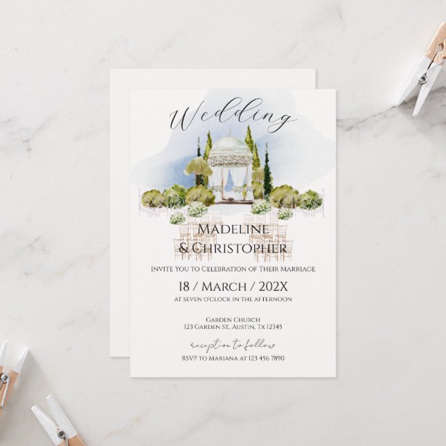 Convite Elegant Floral Wedding Invitation (Frente/Verso In Situ)