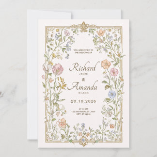 Convite Elegant Floral Wedding Invitation