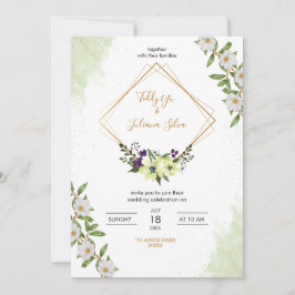 Convite Elegant Floral Wedding Invitation