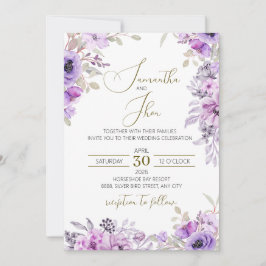 Convite Elegant Floral Wedding Invitation
