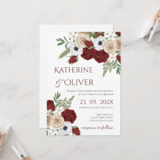 Convite Elegant Floral Wedding Invitation