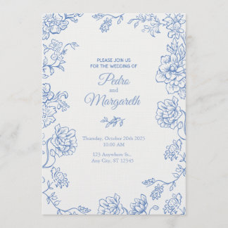 Convite Elegant Floral Wedding Invitation 