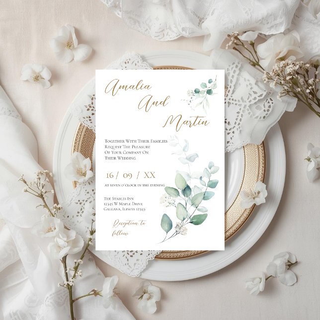 Convite Elegant Floral Wedding Invitation (Criador carregado)