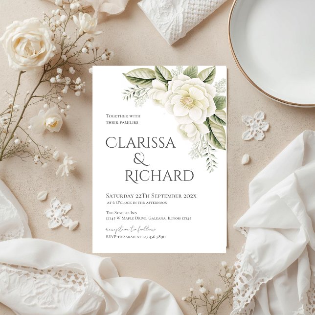 Convite Elegant Floral Wedding Invitation (Criador carregado)