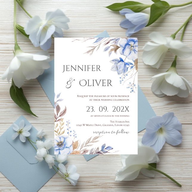 Convite Elegant Floral Wedding Invitation (Criador carregado)
