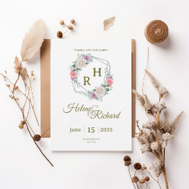 Convite Elegant Floral Wedding Invitation