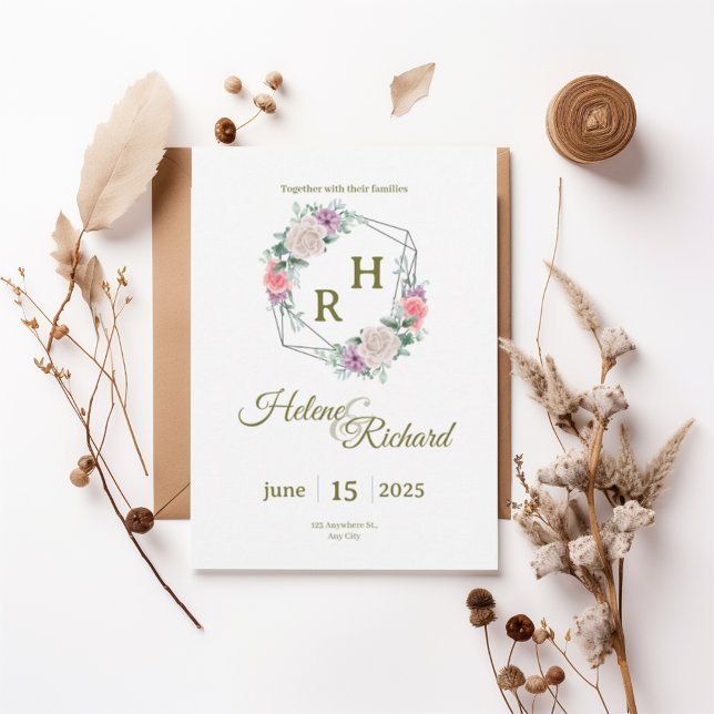 Convite Elegant Floral Wedding Invitation  (Criador carregado)