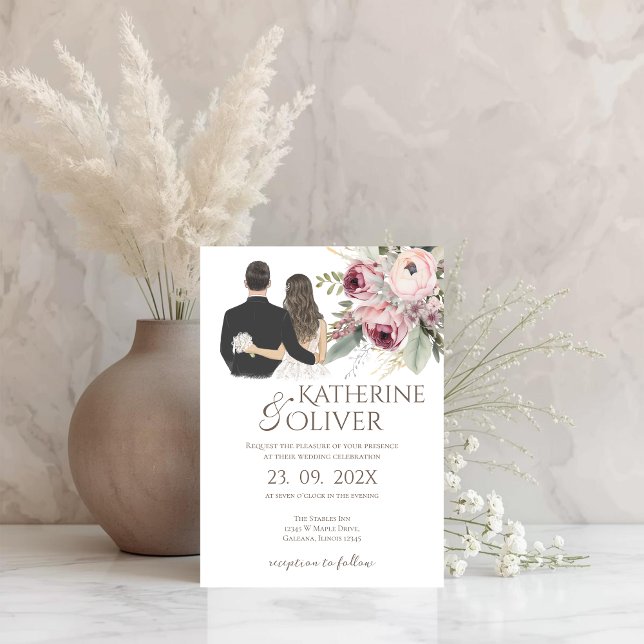 Convite Elegant Floral Wedding Invitation (Criador carregado)