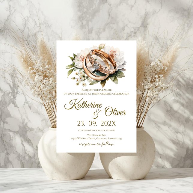Convite Elegant Floral Wedding Invitation (Criador carregado)