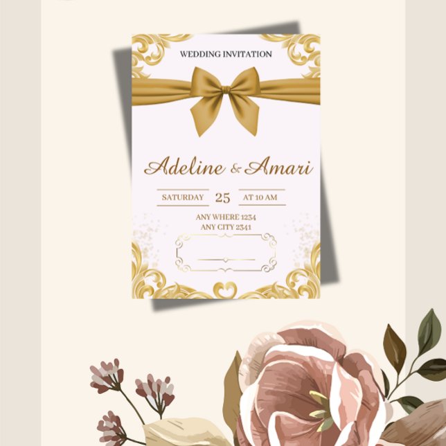 Convite Elegant Floral Wedding Invitation (Criador carregado)