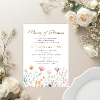 Convite Elegant Floral Wedding Invitation