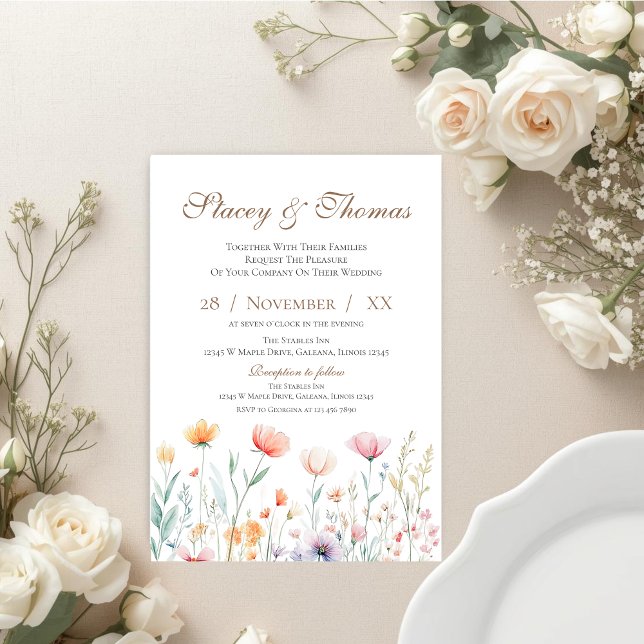 Convite Elegant Floral Wedding Invitation (Criador carregado)