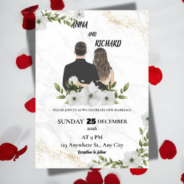 Convite Elegant Floral Wedding Invitation