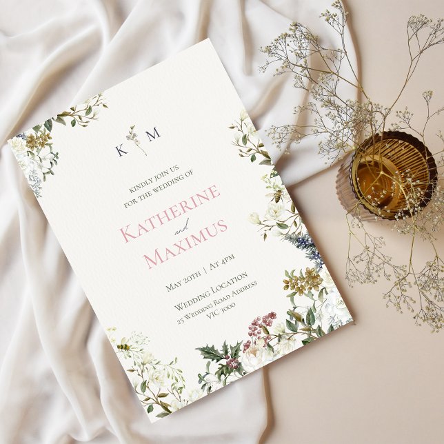 Convite Elegant Floral Wedding Invitation (Criador carregado)