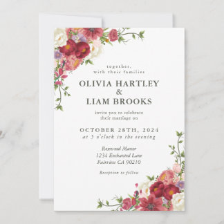 Convite Elegant Floral Wedding Invitation
