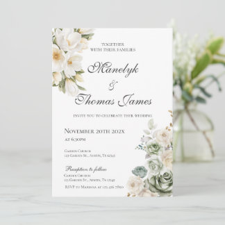 Convite Elegant Floral Wedding Invitation
