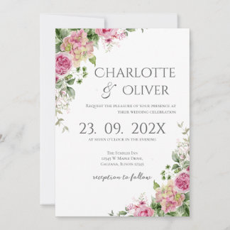 Convite Elegant Floral Wedding Invitation