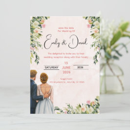 Convite Elegant Floral Wedding Invitation