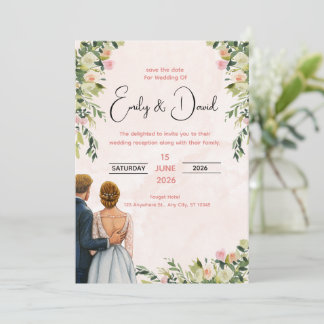 Convite Elegant Floral Wedding Invitation
