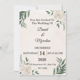 Convite Elegant Floral Wedding Invitation   Card 