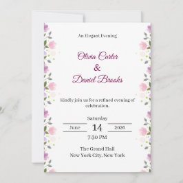 Convite Elegant Floral Wedding Invitation Card