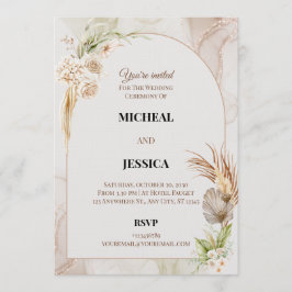 Convite Elegant Floral Wedding Invitation Card