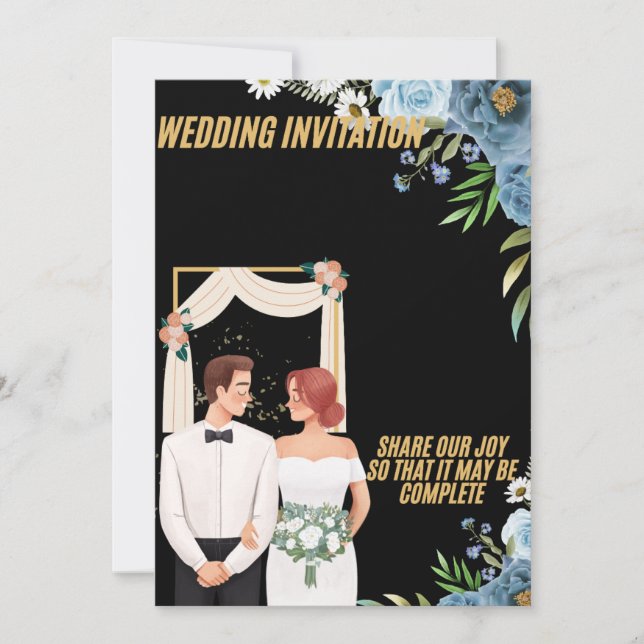 Convite Elegant Floral Wedding Invitation Card (Frente)