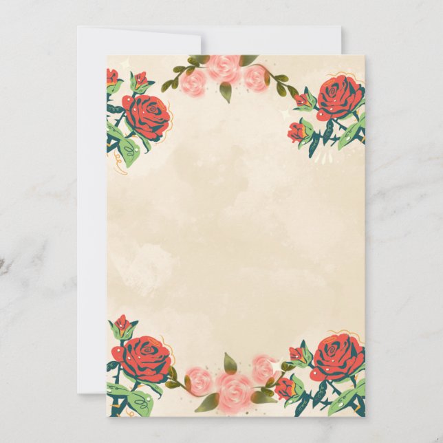 Convite Elegant Floral Wedding Invitation Card (Frente)