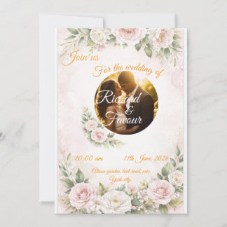 Convite Elegant Floral Wedding Invitation Card