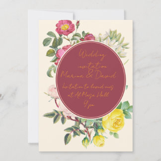 Convite Elegant Floral Wedding Invitation Card