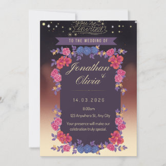 Convite Elegant Floral Wedding Invitation Card – Romantic 