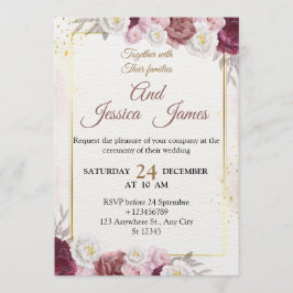 Convite Elegant Floral Wedding Invitation Modern card