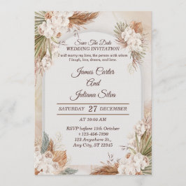 Convite Elegant Floral Wedding Invitation Modern card