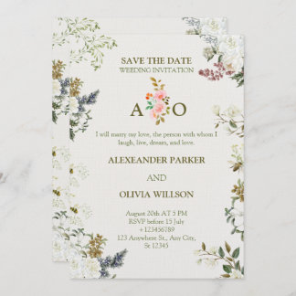 Convite Elegant Floral Wedding Invitation – Modern CARD