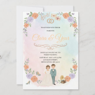 Convite Elegant Floral Wedding Invitation | Romantic Garde