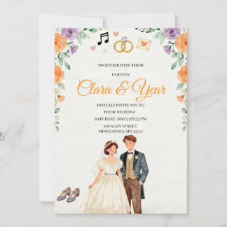 Convite Elegant Floral Wedding Invitation | Romantic Garde