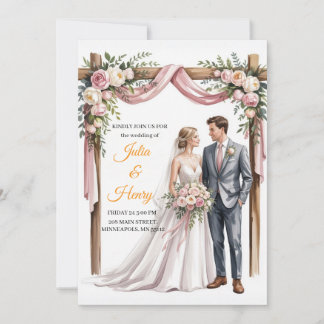 Convite Elegant Floral Wedding Invitation | Romantic Garde
