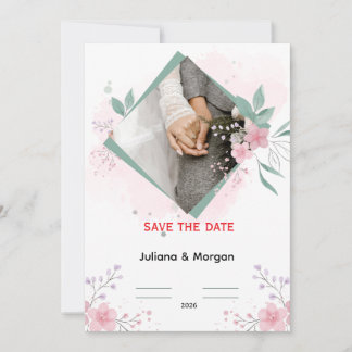 Convite Elegant Floral Wedding Invitation | Romantic Pink 