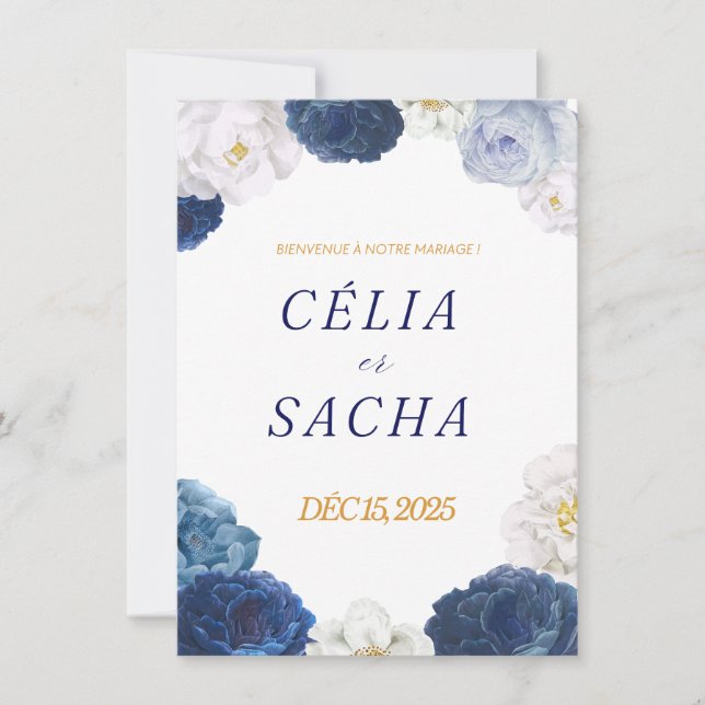 Convite Elegant Floral Wedding Invitation | Romantic Weddi (Frente)
