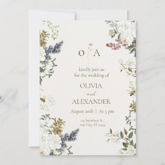 Convite Elegant Floral Wedding Invitation Template