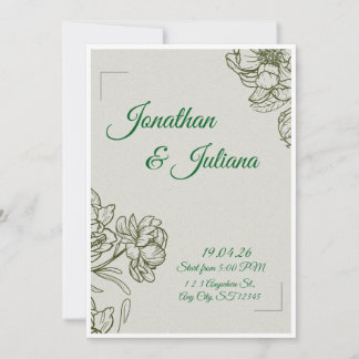Convite Elegant Floral Wedding Invitation Template 